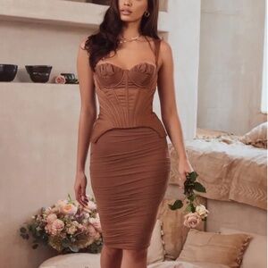House of Cb CORSET MIDI DRESS